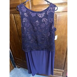 Maya Brooke Dress No Jacket Purple with Sequins Size 16w Dress‎ Only NWT
